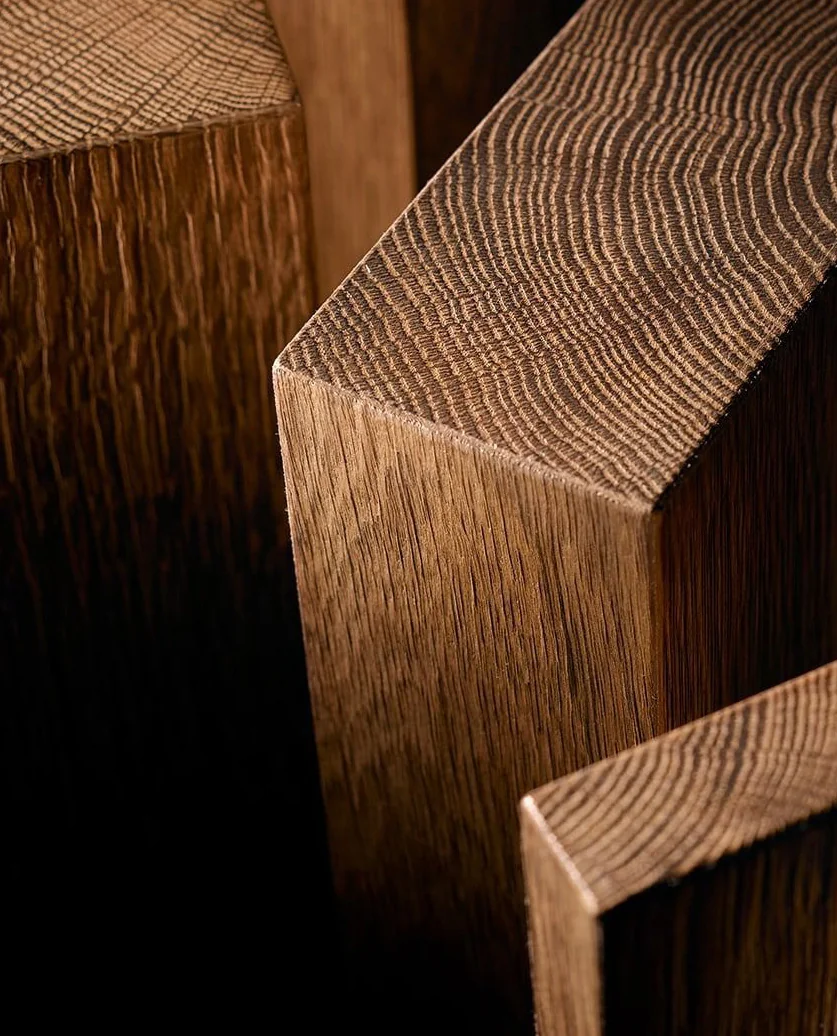 Close-up of dark wood blocks
