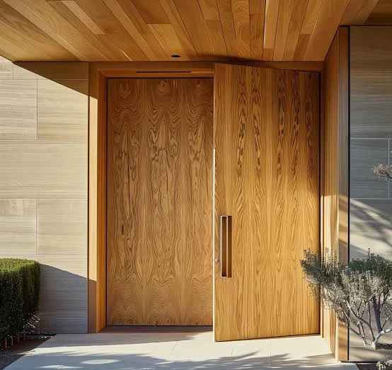 Wood veneer entrance door